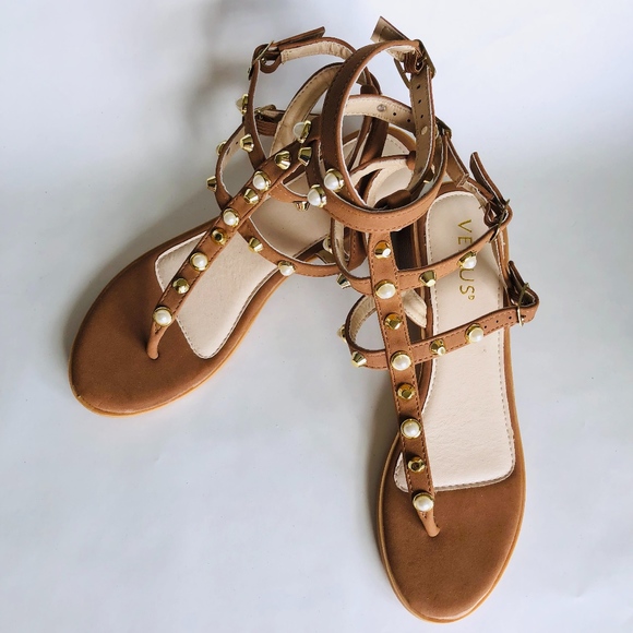 pearl stud gladiator sandals